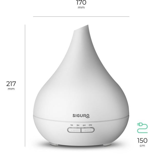 Aromadiffuser - SIGURO - AD-F232SW - 400ml - 12W - Tyst (<35dB)