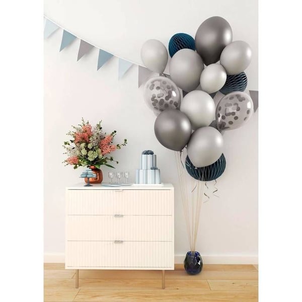 Ballonger - LITEN CLOWN - Ø 30 cm - Paket med 10 - Silver - Klassisk ballong