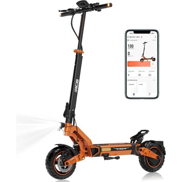 El-scooter D7 ABE-NFC 20.8Ah 500W/1600W 48V Räckvidd 80-100km Däck 10'' Dubbel skivbroms Fällbar APP RCB