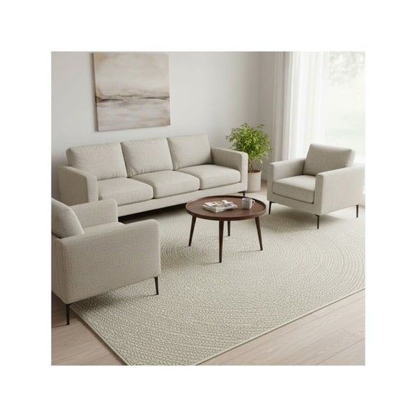 Platt vävt matta - MELIS HOME - Cirkulärt mönster - 240x340 cm - Kräm (Beige) - Hållbar, lättskött