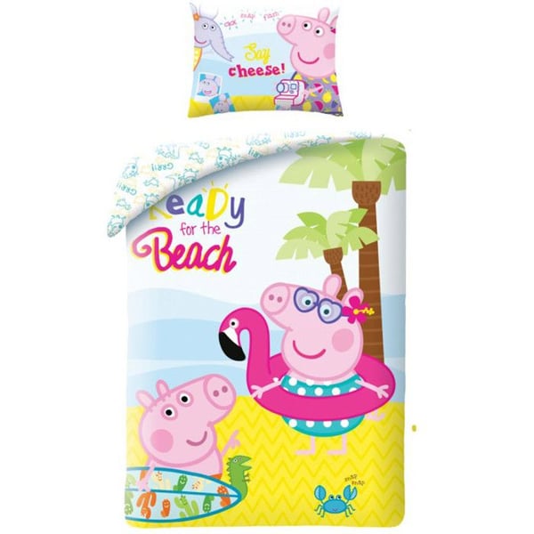 Peppa Pig Beach bomull påslakanset 140x200 cm och örngott