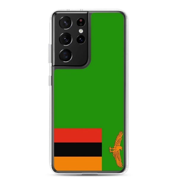 Telefonskal - PIXELFORMA - Zambias flagga - Kompatibel med Samsung Galaxy S21 - Mjuk - Stötsäker