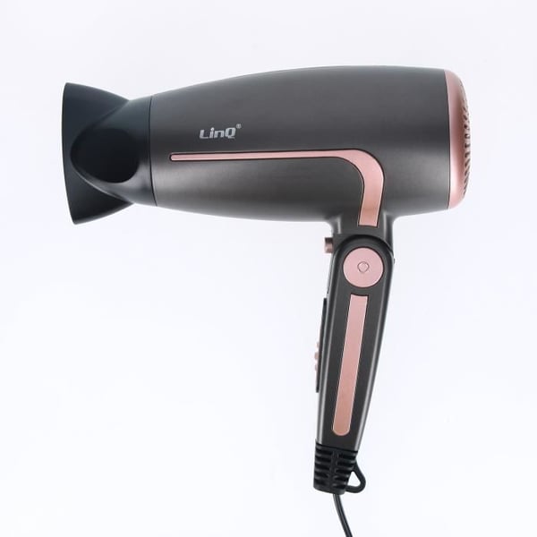 Resehårtork - LINQ - Mini 2000W - Fällbar - Temperaturkontroll - Svart-Guld