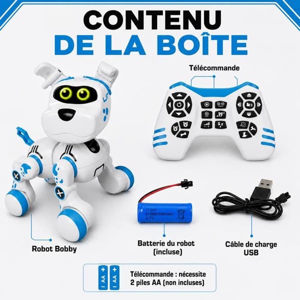 Xtrem Bots - Robot Hunden Bobby | Barnrobot Hund | Interaktiva Hundar för Barn | Elektroniska Robotar för Barn