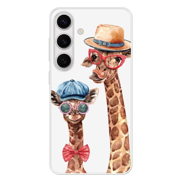 Förstärkt silikonfodral med tryck kompatibelt med Samsung Galaxy S24 Rolig Giraff