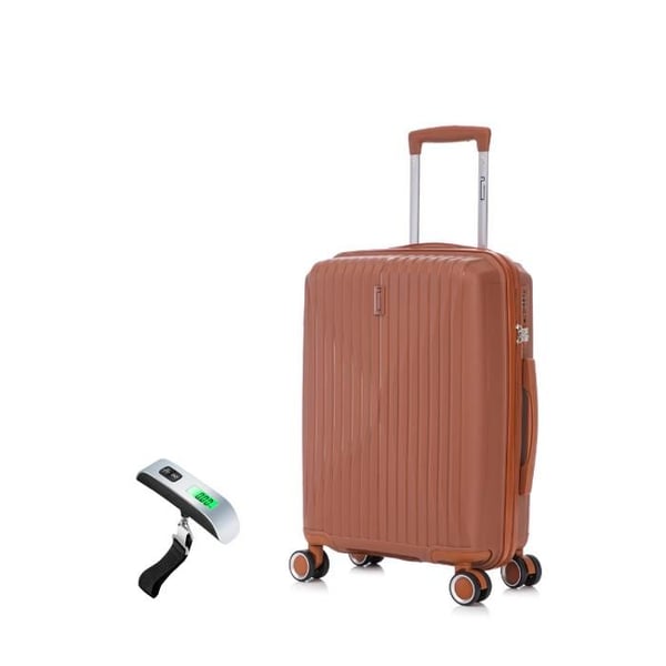 Kabinväska 55x35x25cm i okrossbart polypropen | Väska CELIMS SkyCruiser | TSA-lås | 8 hjul 360 | Brun