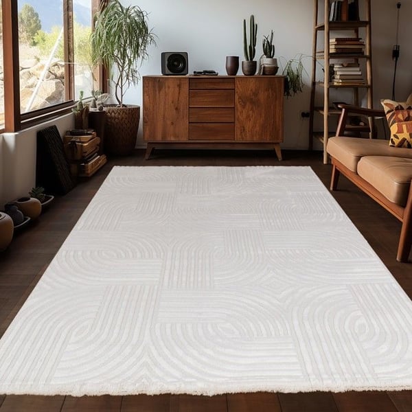 Salongsmatta - AYYILDIZ - 120x170 cm - Skandinavisk bohemstil - Mjuk - Reliefmönster