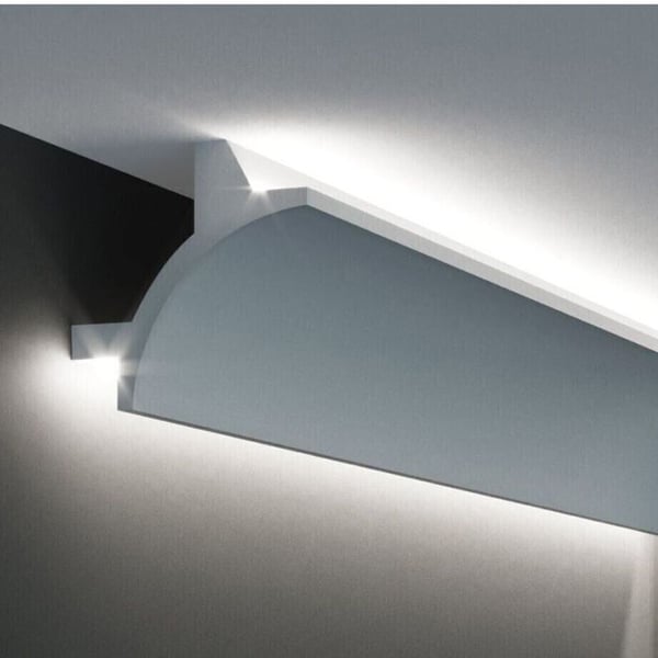 PROVISTON Belysningsrampe Polyuretan 90 x 90 x 2000 mm Vit Indirekt belysning LED-belysning