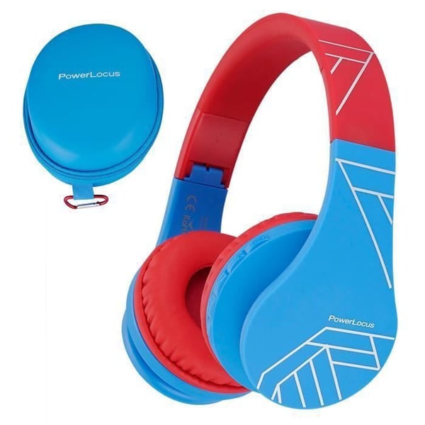 Bluetooth-hörlurar - POWERLOCUS - Barn - Blå-Röd - Fällbar - Över örat