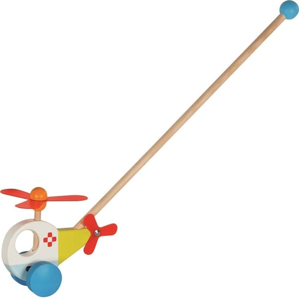 Tryckleksak - Goki - Trähelikopter - Blå - För baby - Från 12 månader