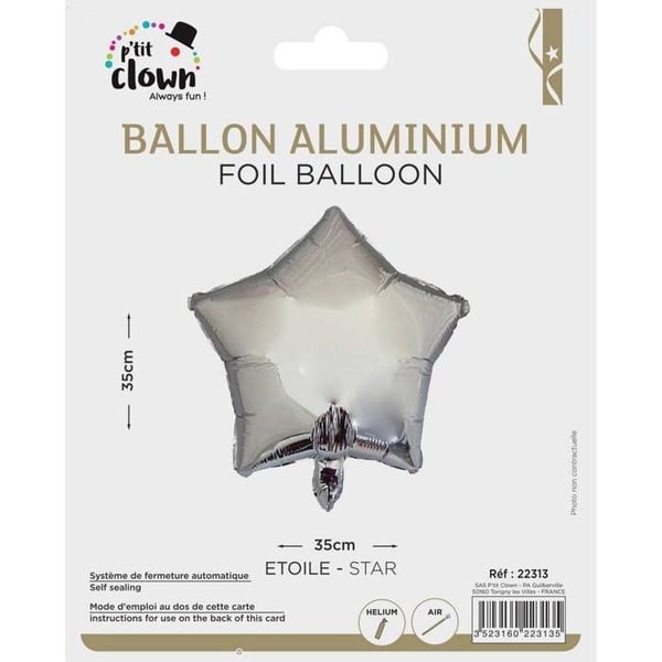 Dekorativ ballong - LILLA CLOWN - Stjärna - Aluminium - Silver