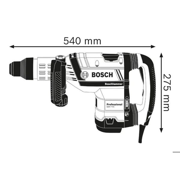 Bosch Professional GSH 7 VC - SDS-max jackhammer - 1500W 13J - Horisontell förlängd mejsling