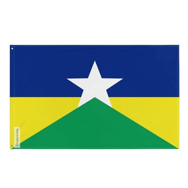 Flagga Rondônia – 128 x 192 cm – Hållbar Polyester – 2 Metallöglor – Inomhus / Utomhus – Pixelforma