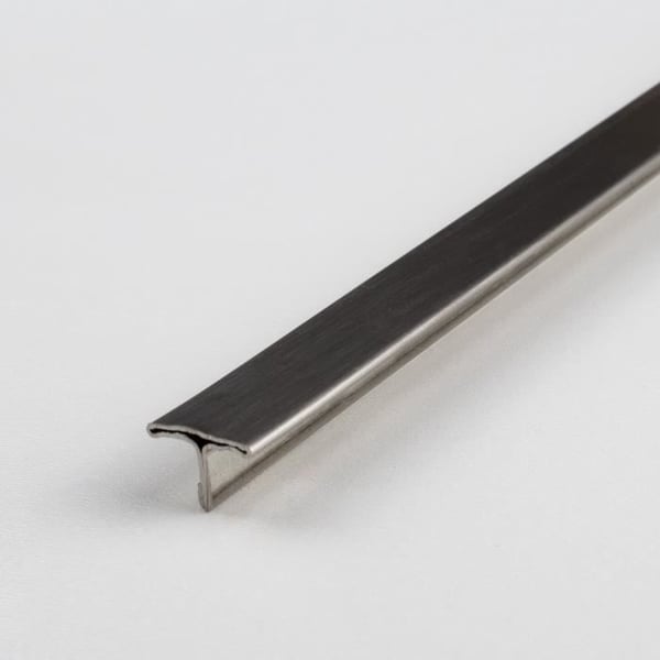T-profil för övergångar | monteringsprofil | byggprofil | Aluminium | Färg: matt rostfritt stål | Bredd: 14mm