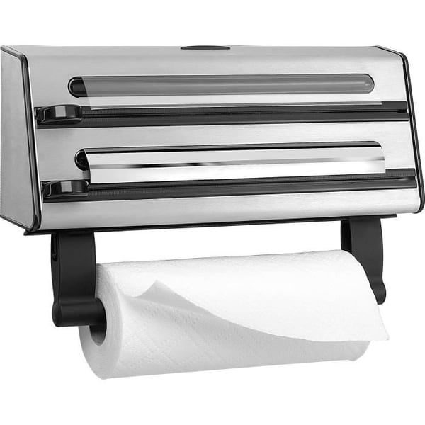 Emsa 504180 Contura tredubbel dispenser i rostfritt stål, dispenser i aluminium 3-i-1 pappershandduk