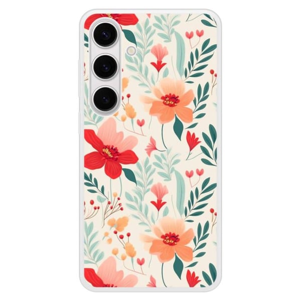 Coque i förstärkt silikon med tryck kompatibel med Samsung Galaxy S24 Plus Blomvägg