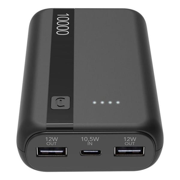 Cellularline Power Bank 10000mAh Musta 3 USB-porttia Kannettava Laturi 12W