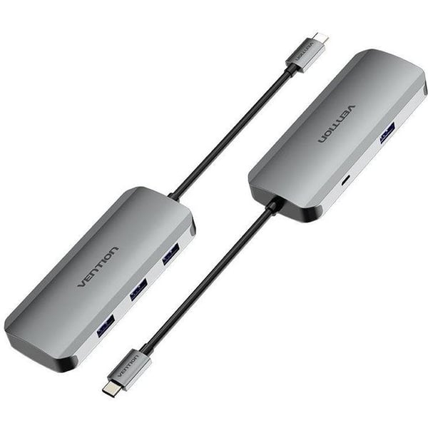 Vention Hub USB-C till USB 3.0 x 4 / Micro USB-B 0.15M Grå Aluminium
