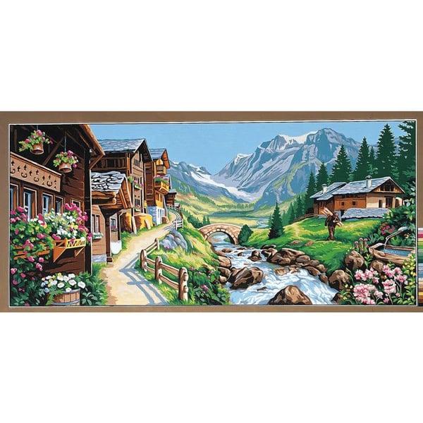Canevas Pénélope Antik Alplandskap 65x130cm