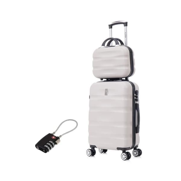 Kabinväska 55x35x25cm med necessär | Väska CELIMS AeroWave | ABS | Lås | 4 hjul 360 | Grå