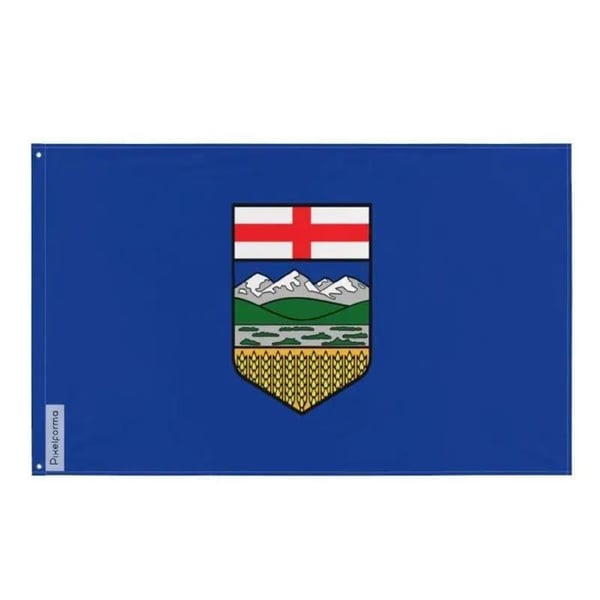 Alberta Flagga – 128 x 192 cm – Hållbar Polyester – 2 Metallöglor – Inomhus / Utomhus – Pixelforma