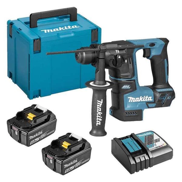 18 V sladdlös SDS Plus perforator + 2 5Ah batterier + laddare + Makpac box - MAKITA - DHR171RTJ