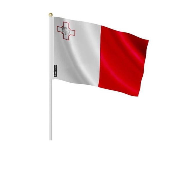 Mini Malta-flagg – 30 x 45 cm – Att Hålla i Handen – Polyester – 1 styck – Pixelforma