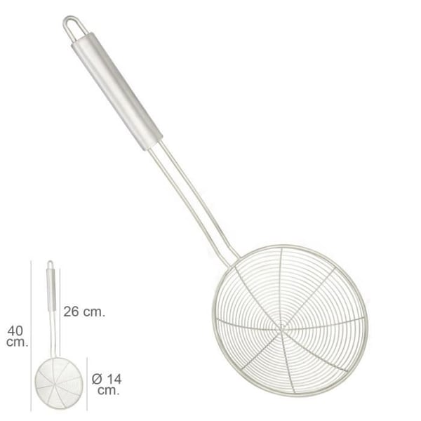 Wire Skimmer Rostfritt stål Ø 14 cm. Runt handtag 26 cm.