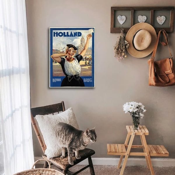 Legendarte - Vintage Holland Tourist Poster - Målning, Canvastryck cm. 50x70