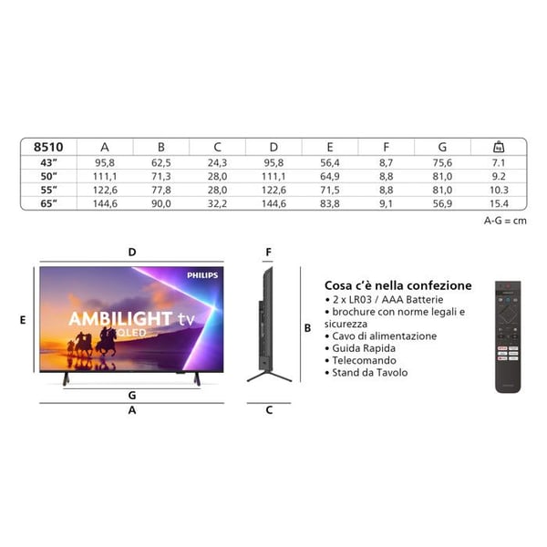 Philips Smart TV 43PUS8510 43" QLED 4K Ultra HD Ambilight Sort