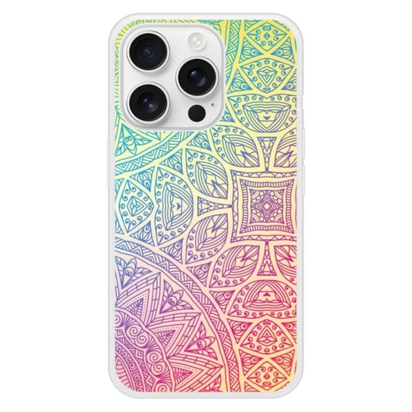 Siliconförstärkt tryckt skal kompatibelt med Apple iPhone 16 Pro Mandala Pastell
