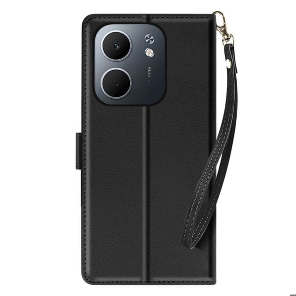 Plånboksfodral för Oppo A5x med handledsrem och videostöd svart