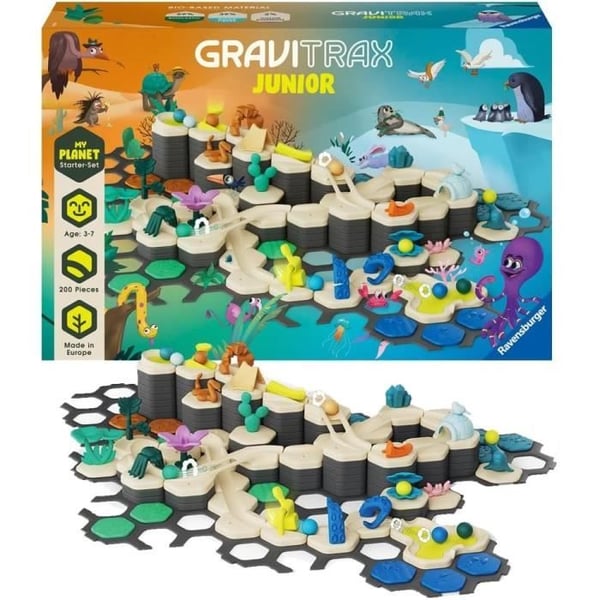 Gravitrax Junior - Startset XXL My Planet 184 delar - Marmorkrets - Kreativt byggspel - Från 3 år -