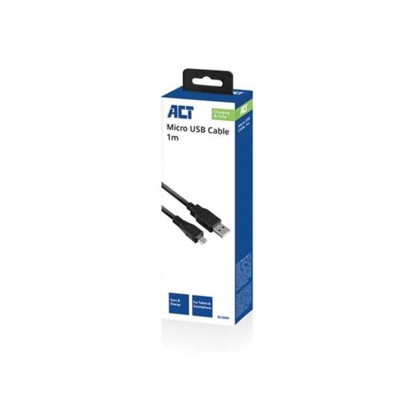 ACT USB 2.0 A hane - micro B hane laddnings-/datakabel 1 meter