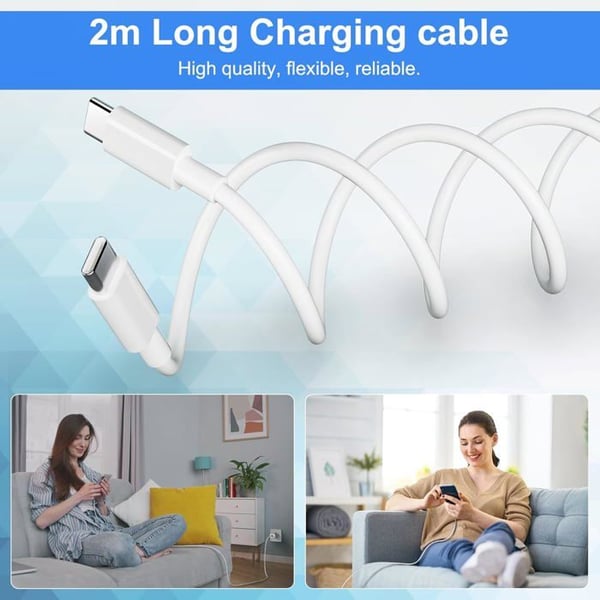 Laddare - 20W - USB C - 2M Kabel - Snabbladdning - Multiskyddsäkerhet