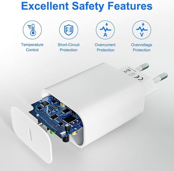 Laddare - 20W - USB C - 2M Kabel - Snabbladdning - Multiskyddsäkerhet
