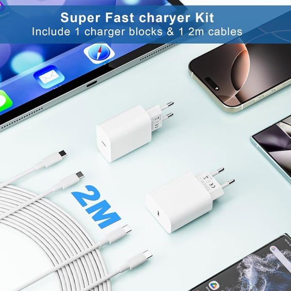 Laddare - 20W - USB C - 2M Kabel - Snabbladdning - Multiskyddsäkerhet
