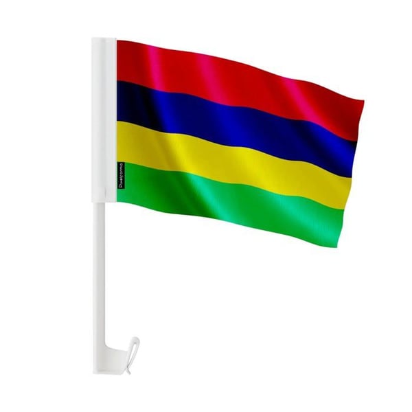 Mauritius Bilflagga – 14 x 21 cm – Polyester Tyget – Fäste på Fönster – 10 stycken – Pixelforma