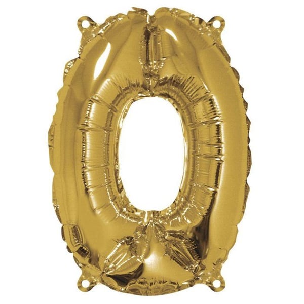 Ballong Siffra 0, 40cm, 1st., guld