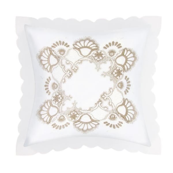 Kuddfodral - AVIZAR - Set om 2 - 40x40 cm - Broderi i brunt och vitt - Chic elegans