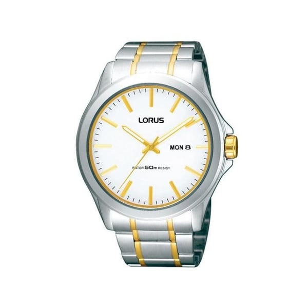 Klocka - Lorus - RXN61CX9 - Analog kvarts - Vit urtavla - Gråpläterat stålarmband