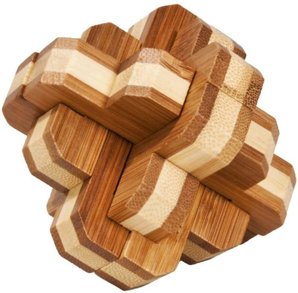 3D bambu pussel - Rund knut - Brun och beige - För barn och vuxna