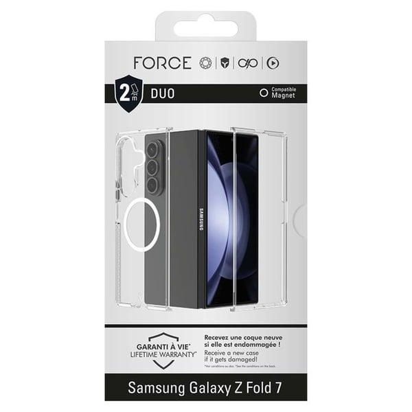 Coque - FORCE CASE - Galaxy Z Fold 7 - Transparent - Förstärkt skydd 2m - Sklämd