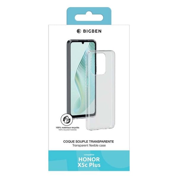 Smartphone-fodral - BIGBEN - Honor X5c Plus - Mjuk TPU - Transparent - Anti-gulning