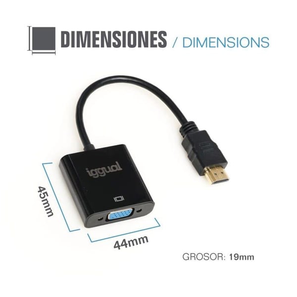 HDMI till VGA-adapter - iggual - IGG317303 - Ljud 3,5 mm - Flerfärgad - 3 års garanti