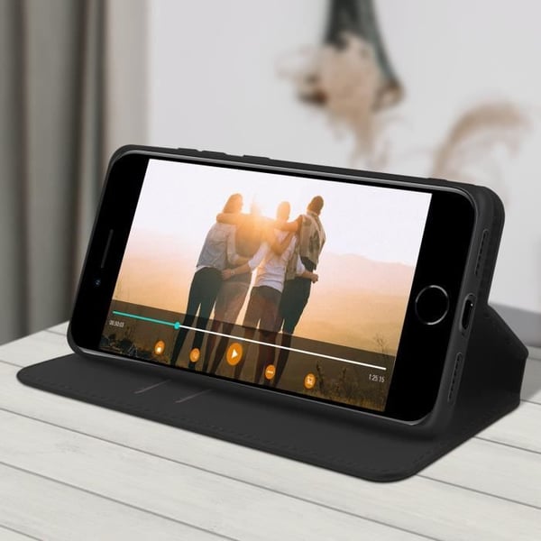 Hus - AVIZAR - iPhone SE 2020 / 8 / 7 - Ekoskinn - Svart - Stödfunktion