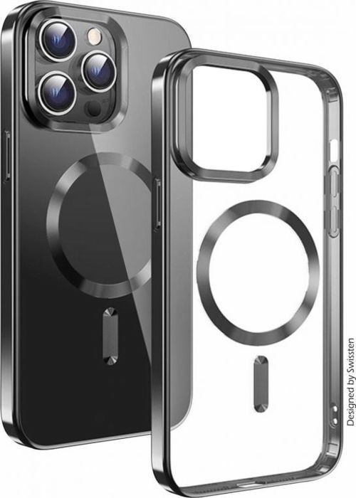 Telefonfodral - SWISSTEN - 36500112 - Klar Jelly Magstick Metallic - Mjuk - Svart