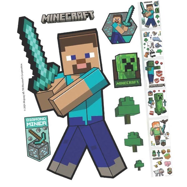 Väggklistermärken - ROBA - Minecraft - 6 Ark - +50 Klistermärken - Inredning