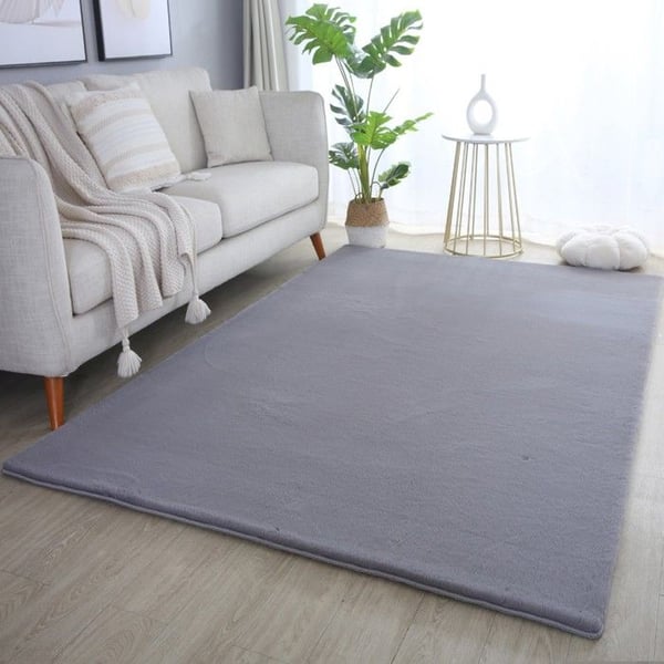 Långhårig matta - AYYILDIZ - Matta för vardagsrum - Grå - 80 x 150 cm - Baksida i bomull