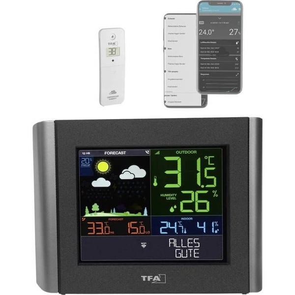 TFA Dostmann VIEW METEO 35.8000.01 Forbundet vejrmeter Station Vejrprognoser 12 timer Maksimum antal sensorer.